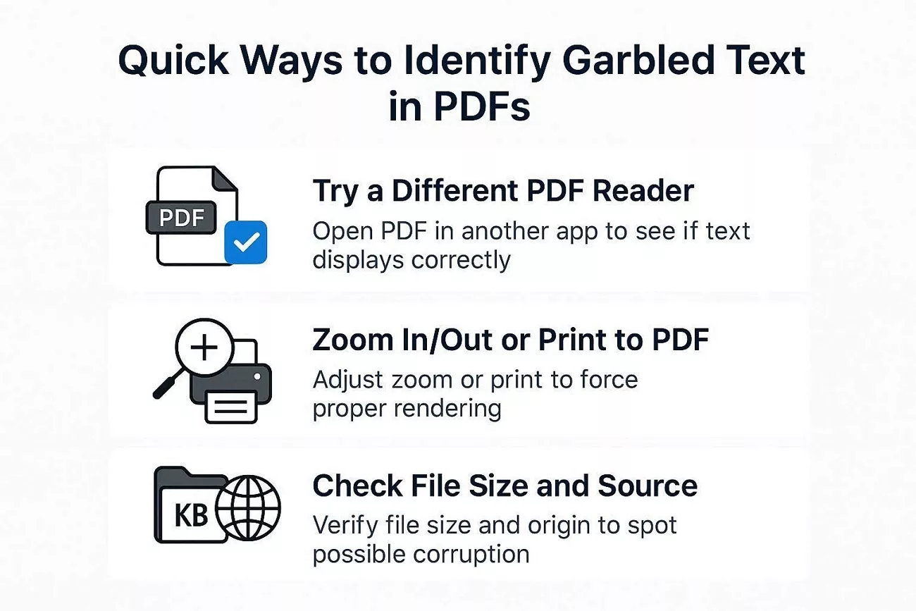 quick checks before fixing garbled text