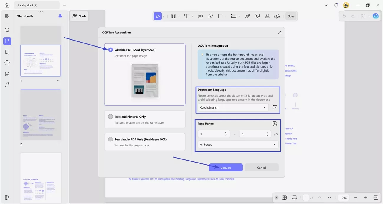 begin updf ocr process