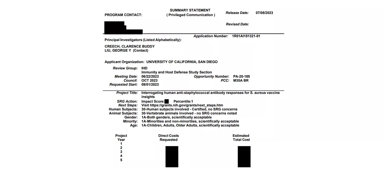 grant sample application sample nih