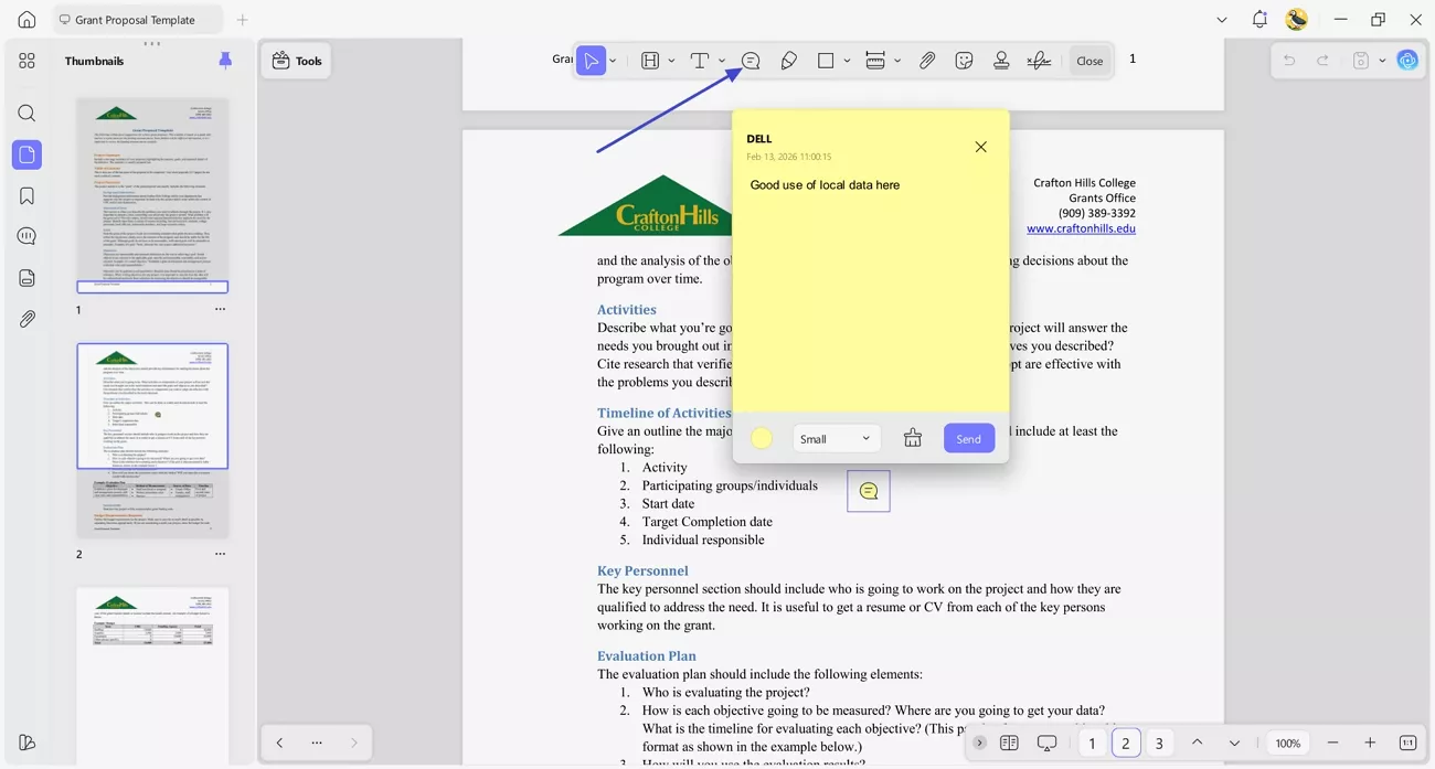 use updf stick note mark paragraphs
