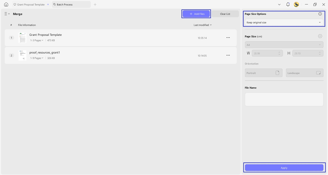 import merge grant application pdfs