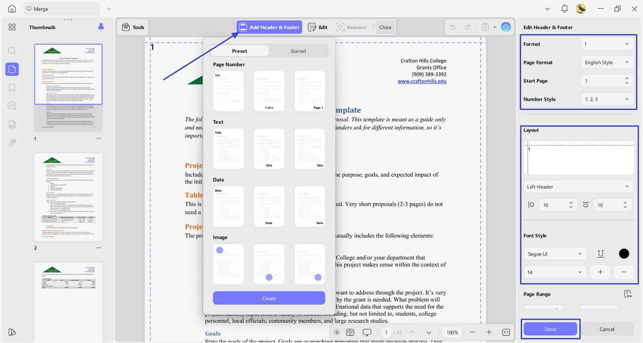add header correct sequence all pages