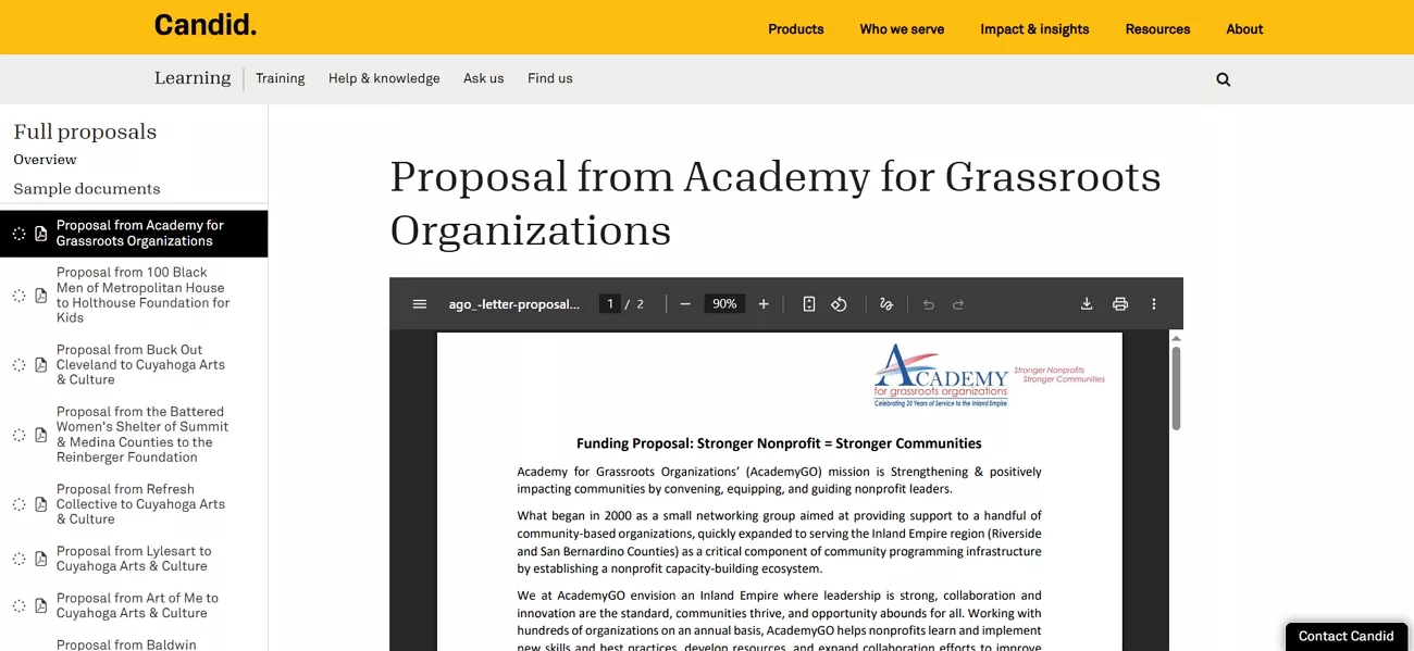 winning proposal grant application candid