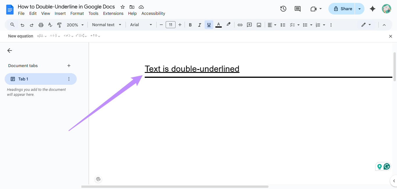  double underlined text using border