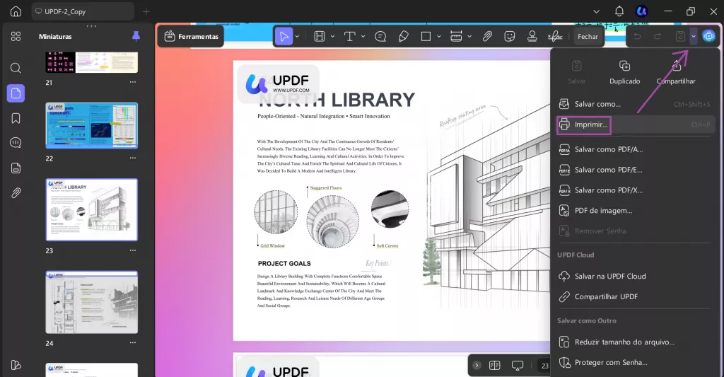 imprimir pdf com updf