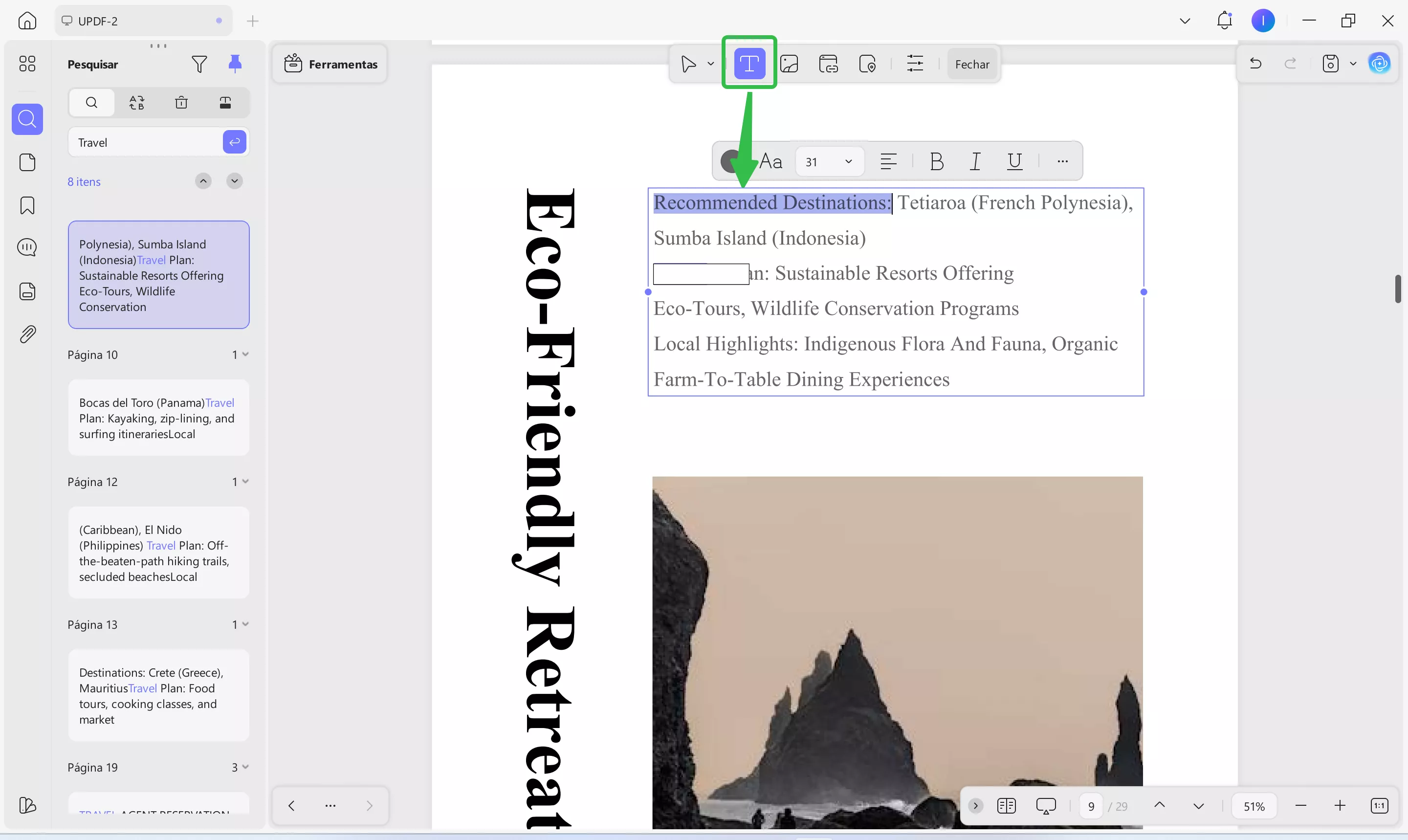 Excluir texto no UPDF para Windows