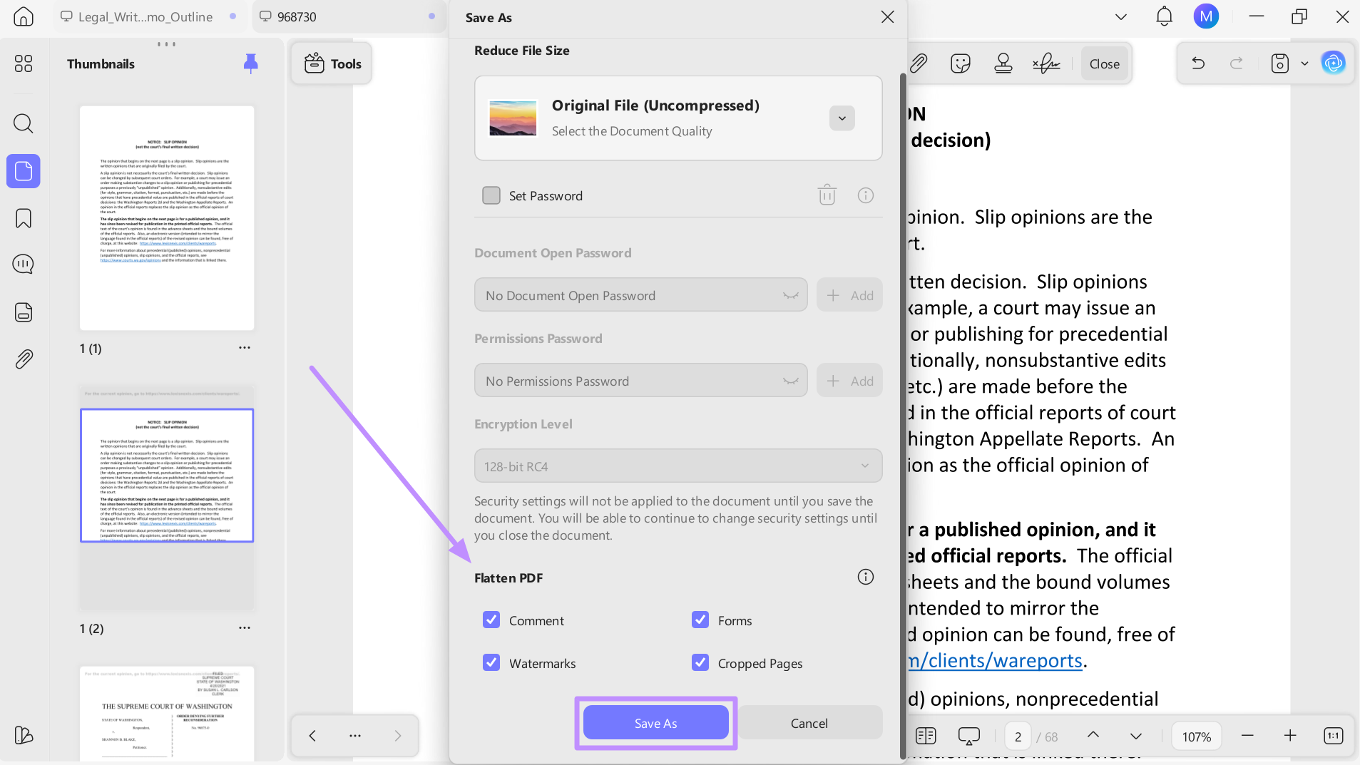 flatten the pdf file