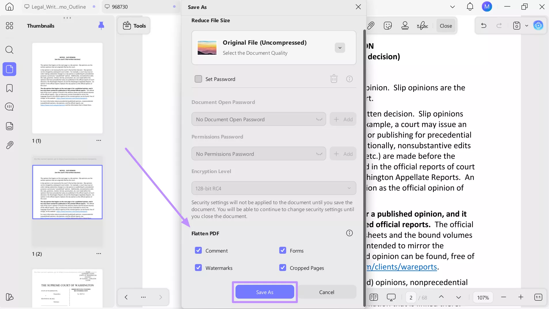 flatten the pdf file