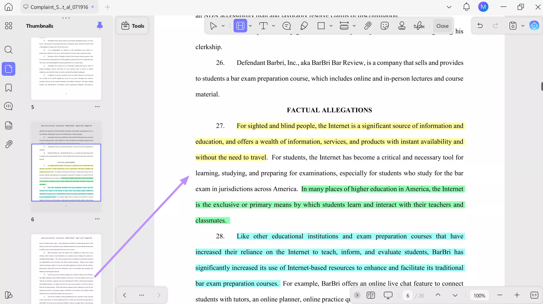 add different colors to legal elements 