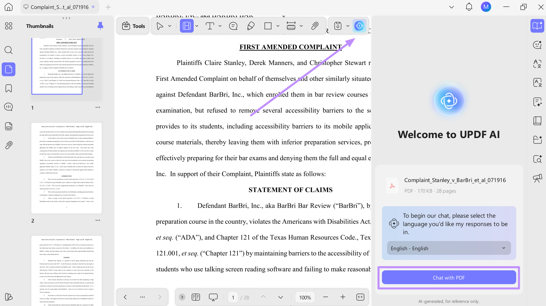  tap on chat with pdf