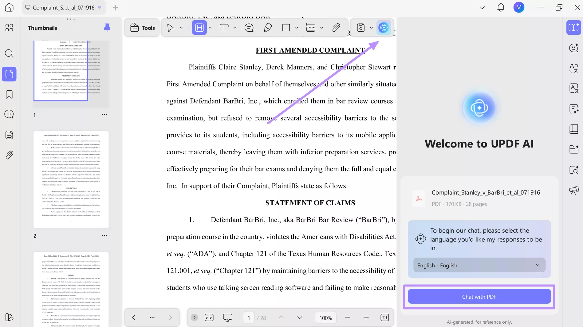  tap on chat with pdf