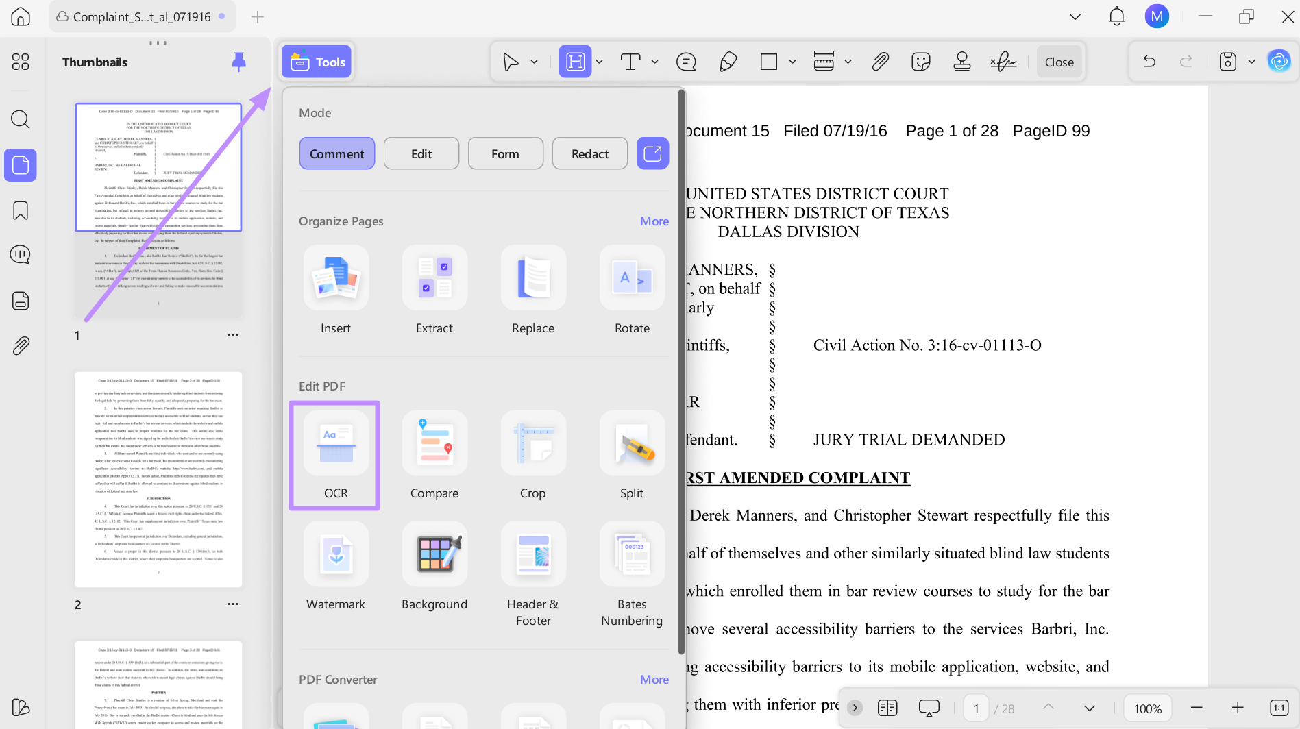 access the ocr feature