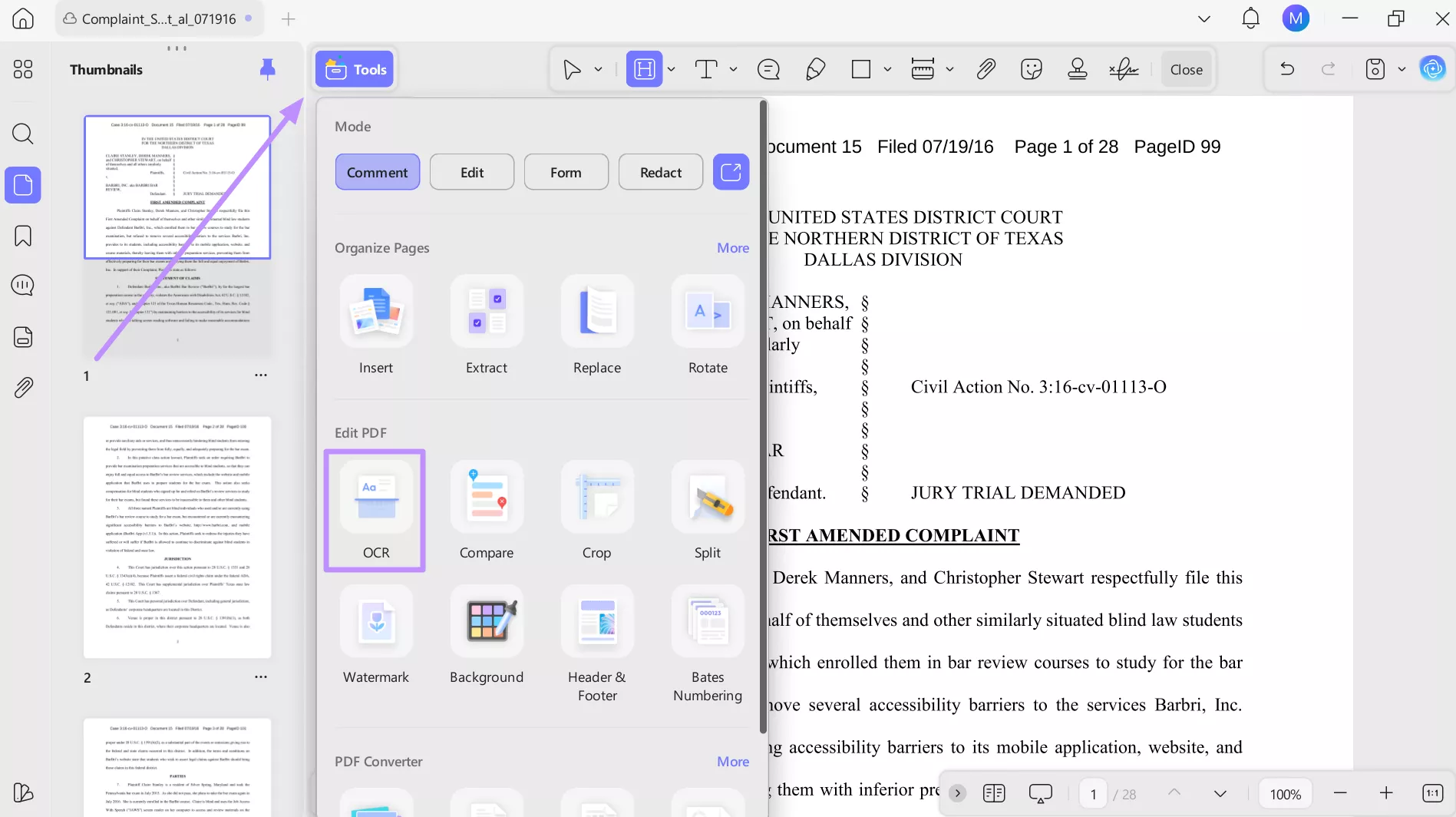 access the ocr feature