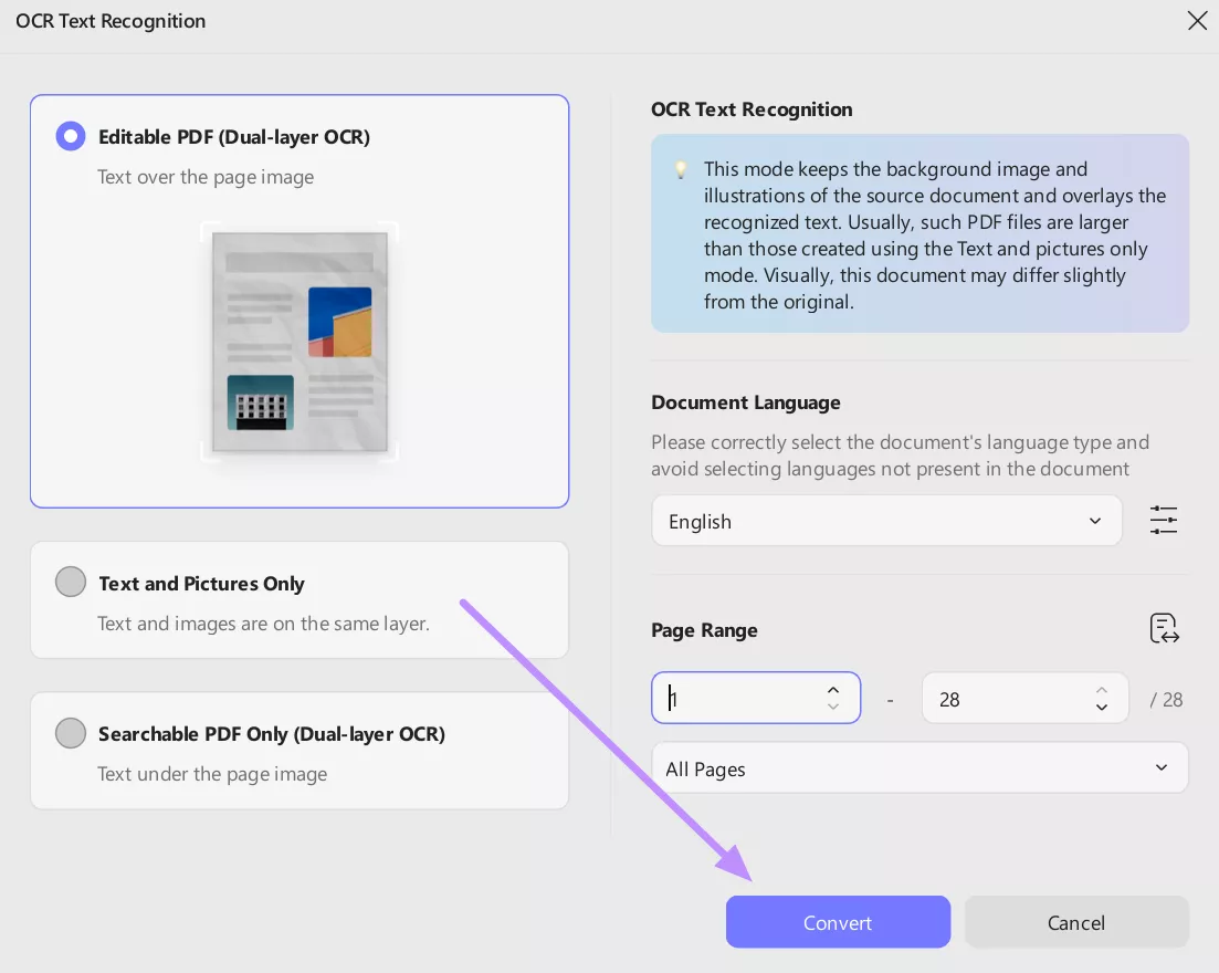  perform the ocr conversion