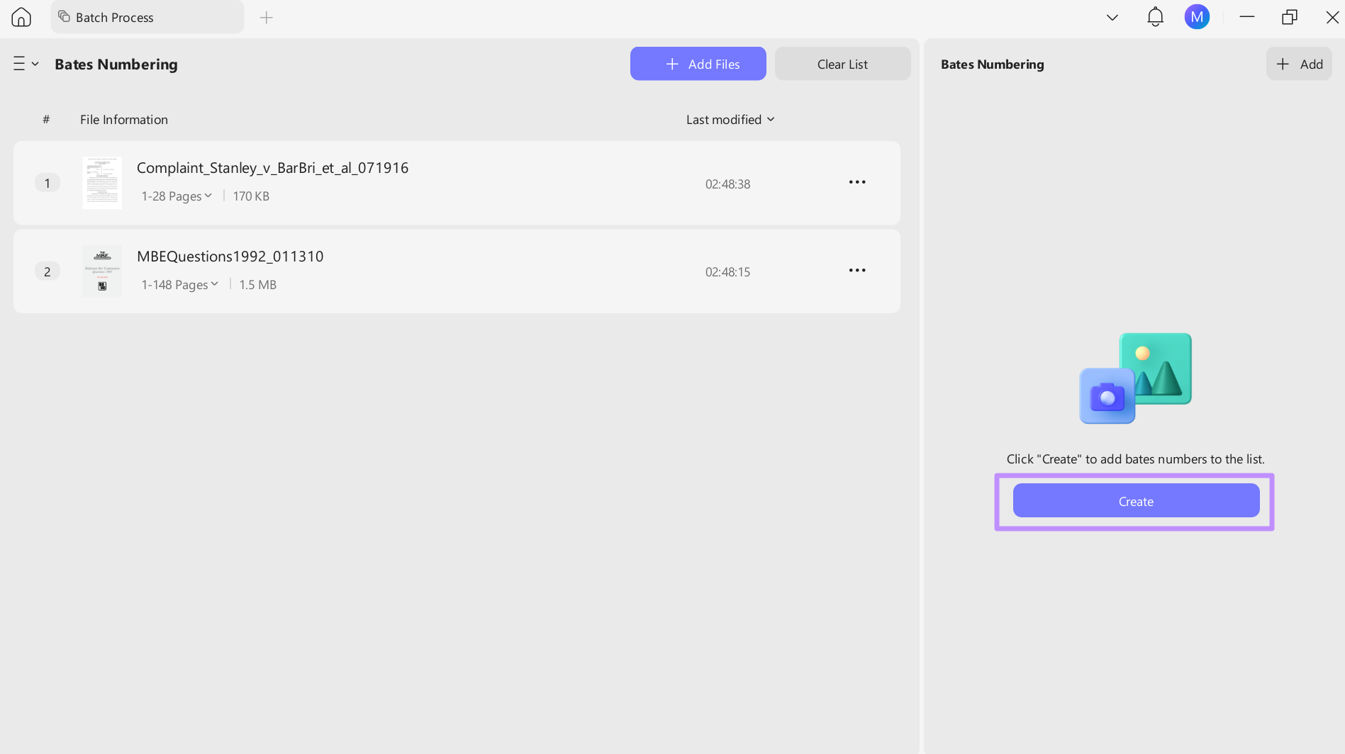 import files and tap create 