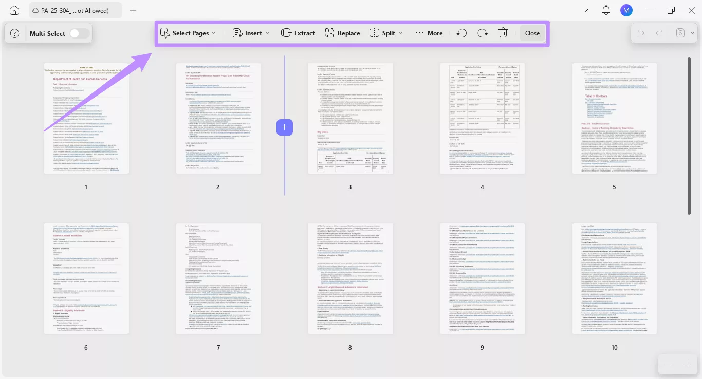 updf organize pages tools