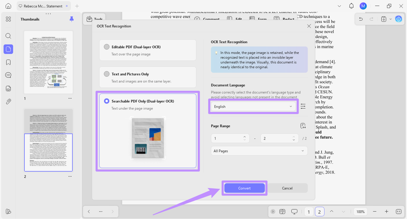 adjust ocr settings