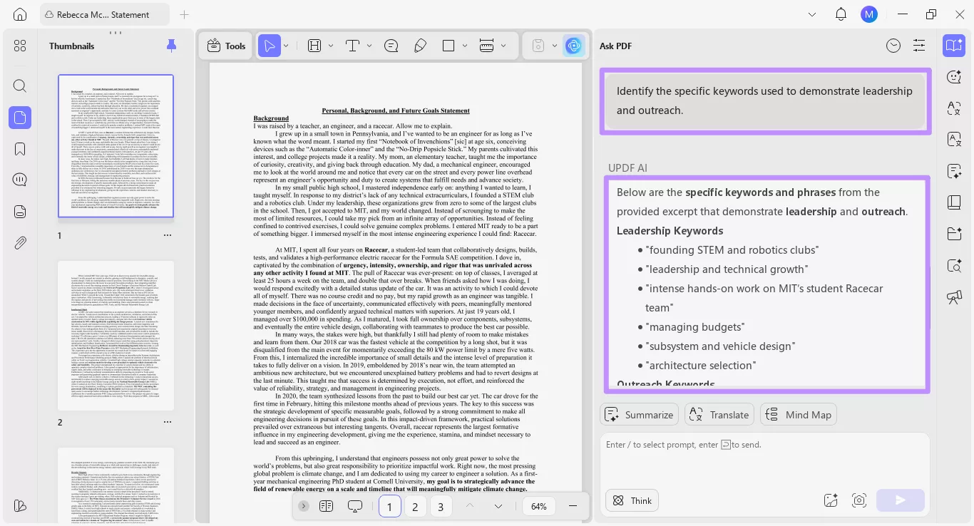 find keywords with updf ai