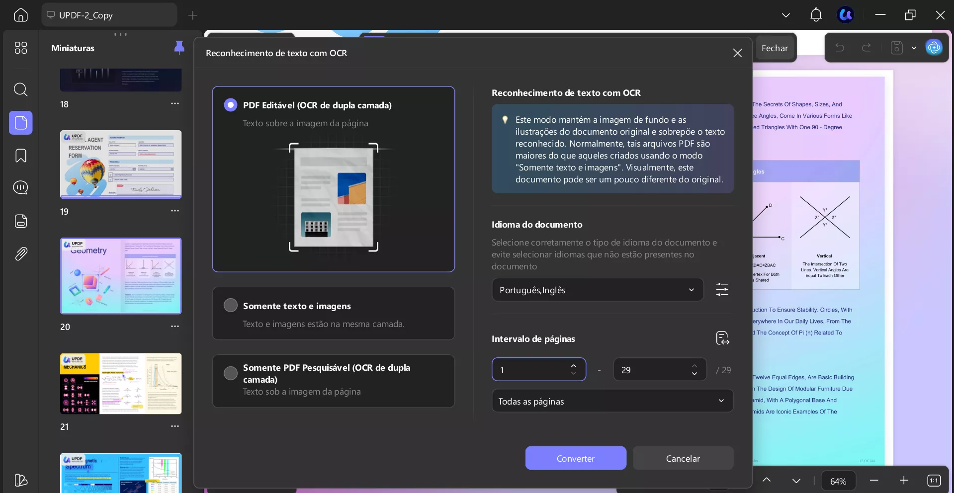 Recurso de OCR de PDF no UPDF