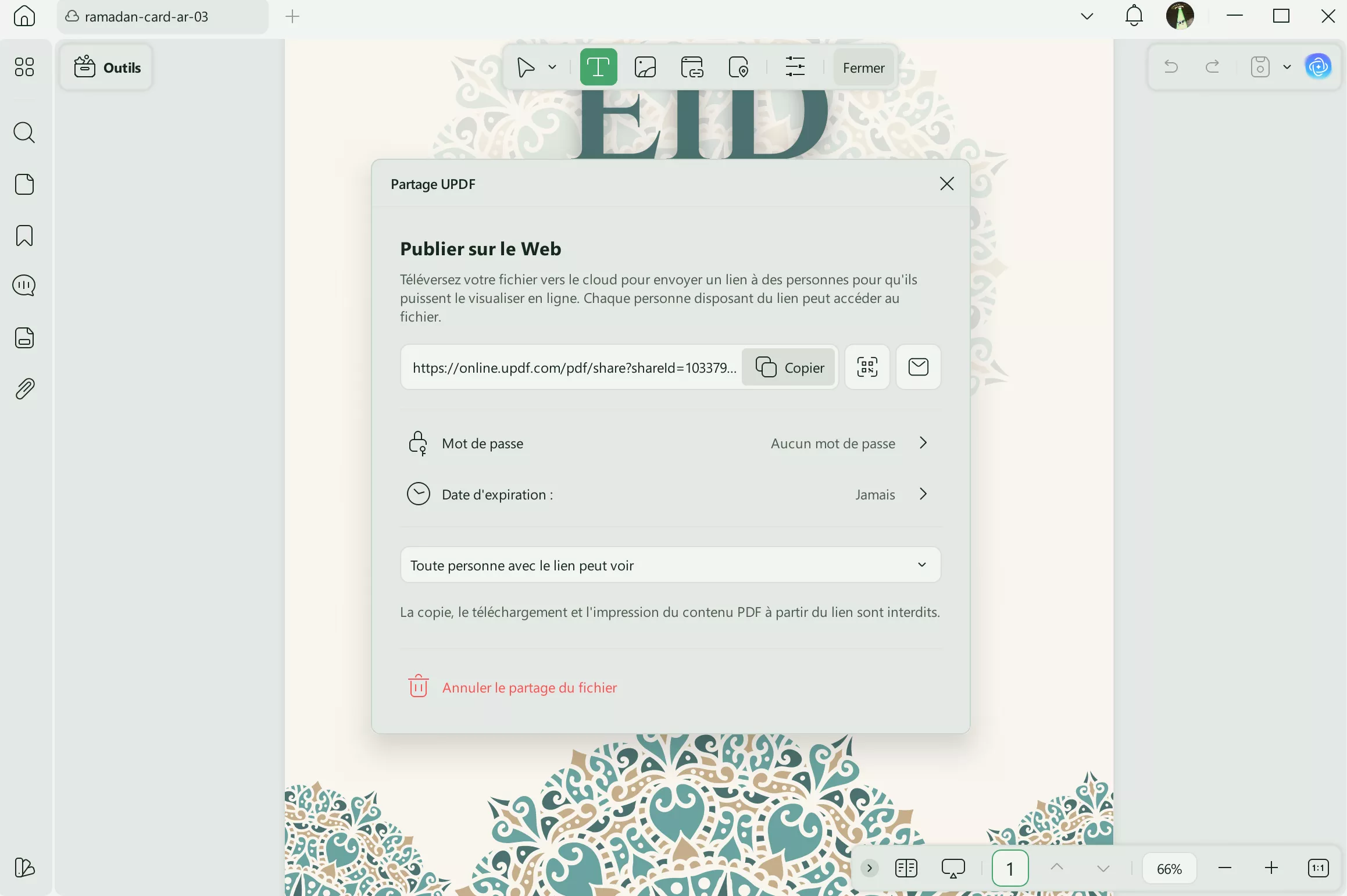 Envoyez le fichier par courriel