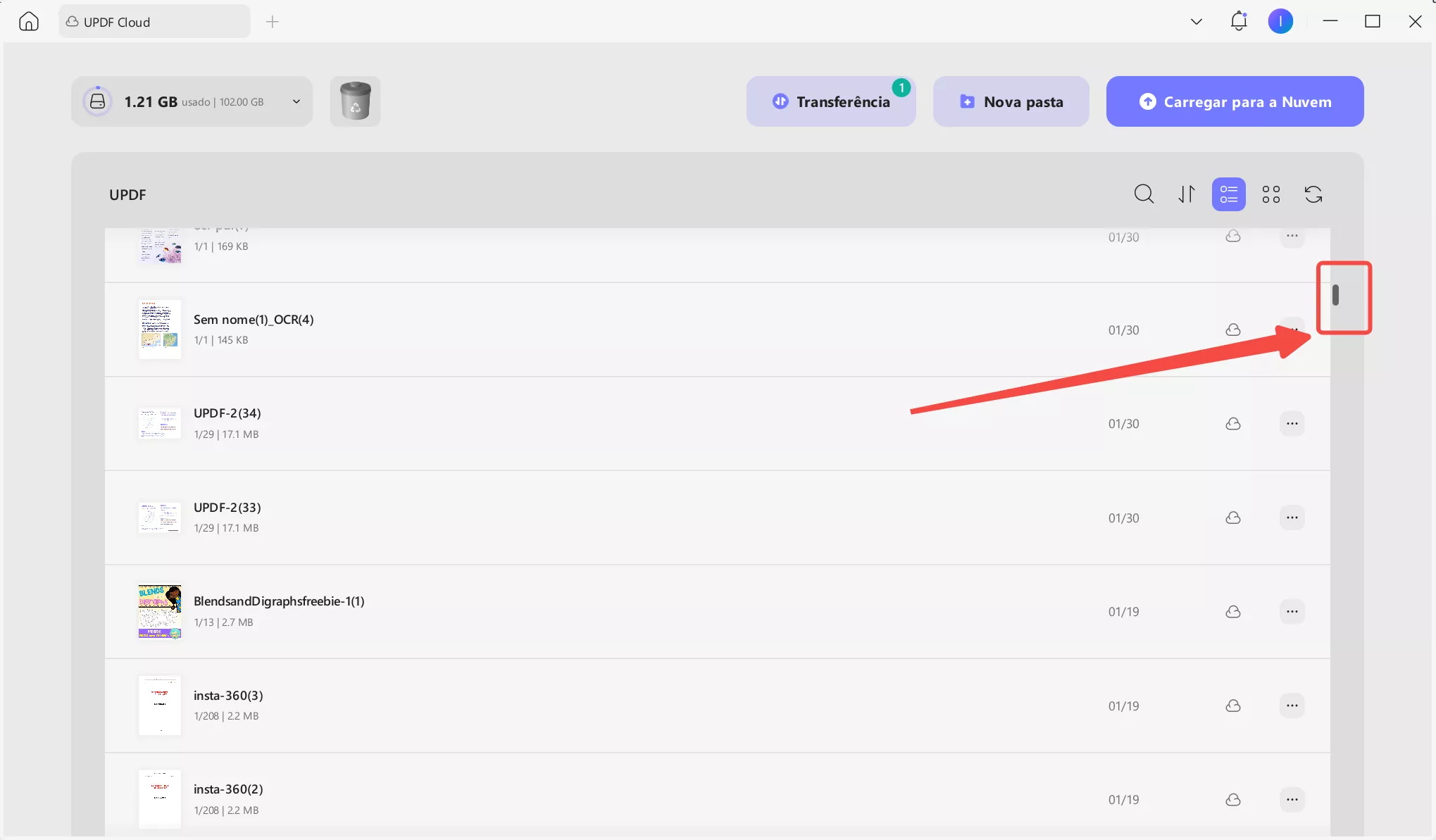 rolar a tela para encontrar os arquivos