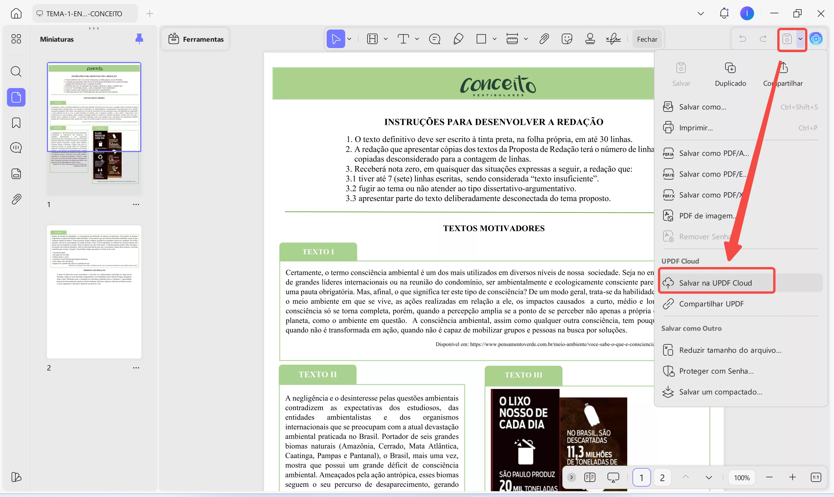 salvar na updf cloud