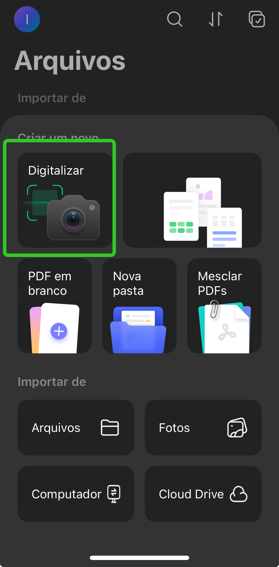 Digitalização inteligente para PDF