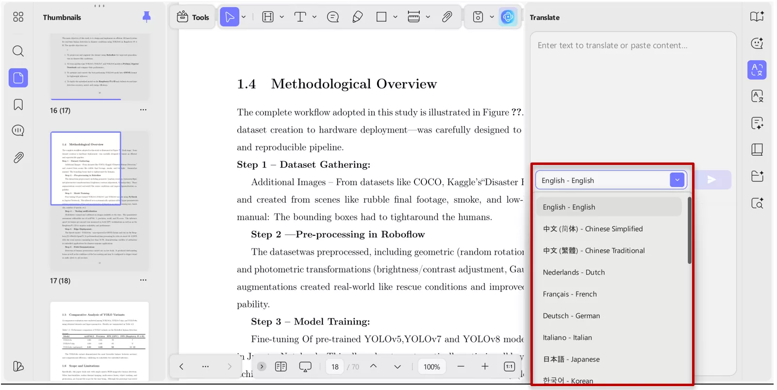 side by side translation with UPDF AI