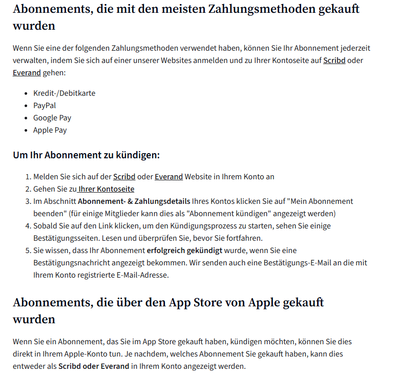 scribd kann das Abonnement nicht kündigen