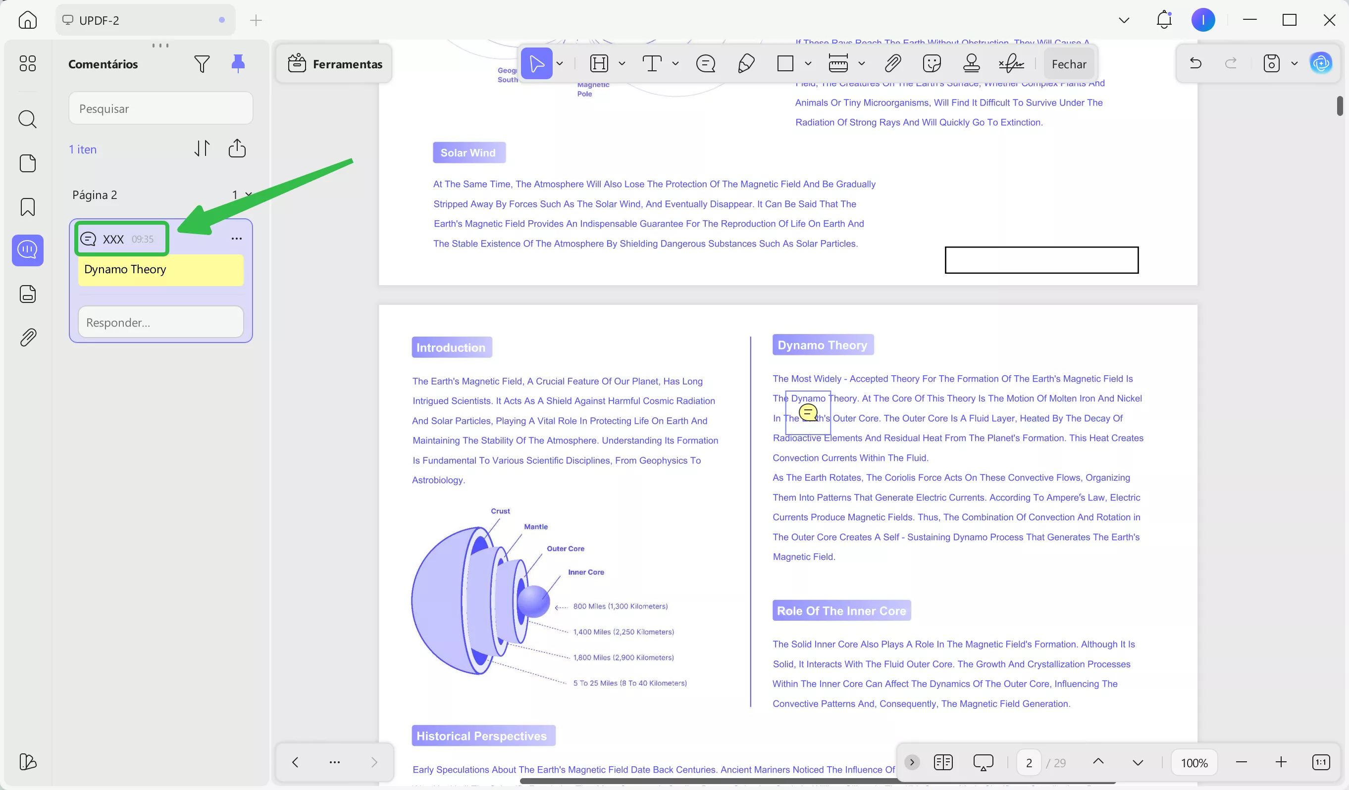 Mostrar nome atualizado