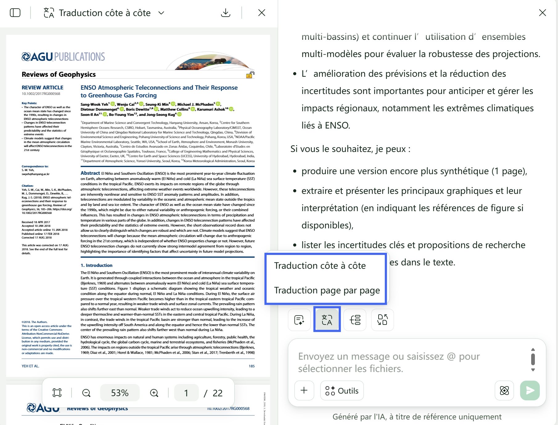 UPDF AI traduction d’articles de recherche