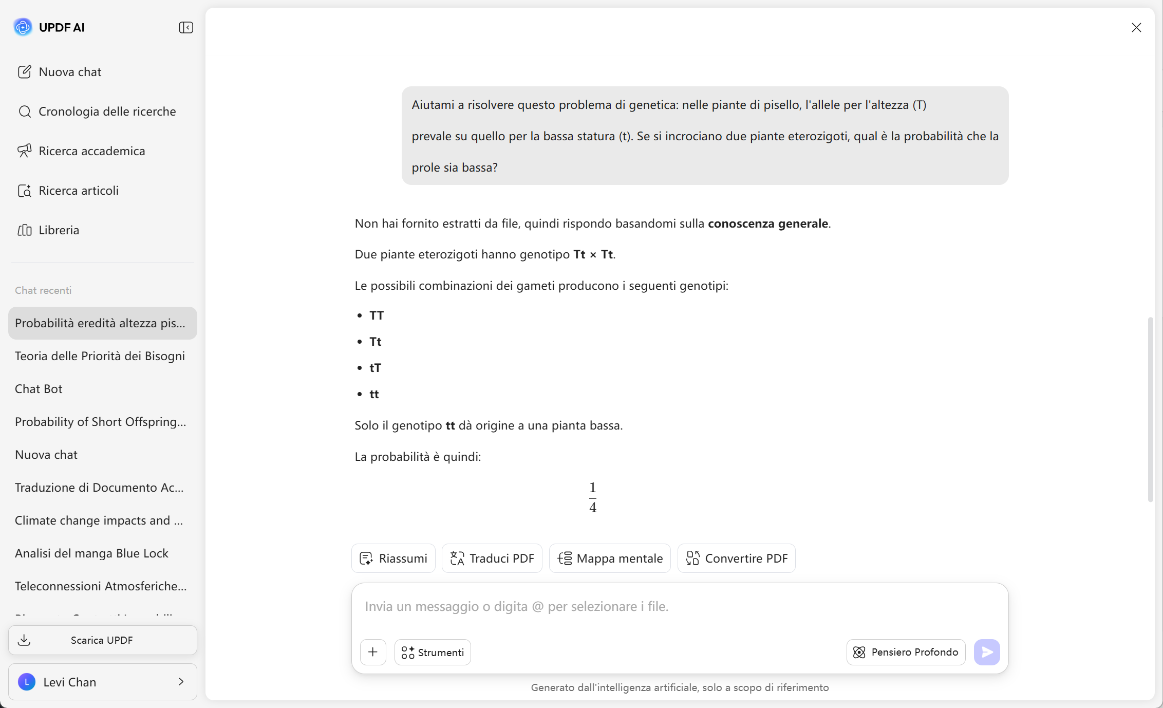 Risolutore AI di biologia UPDF