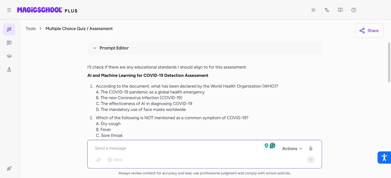  create multiple choice quizzes for assessment