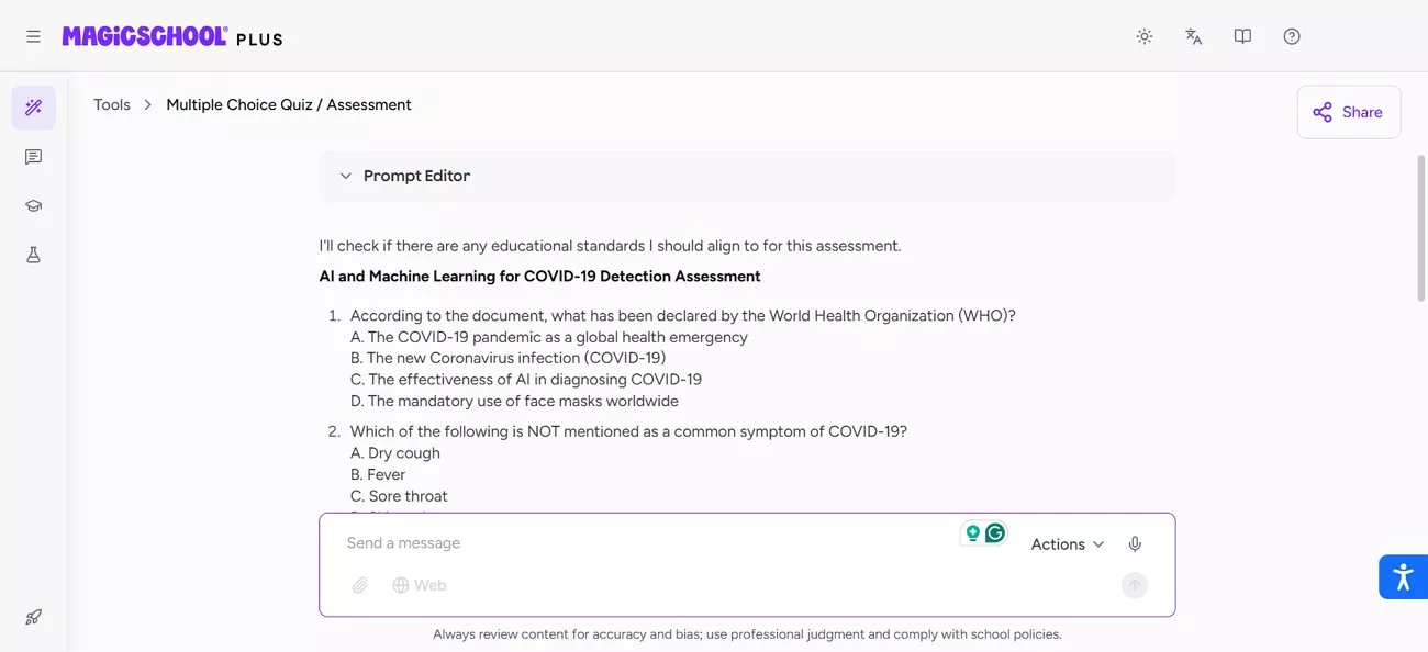  create multiple choice quizzes for assessment