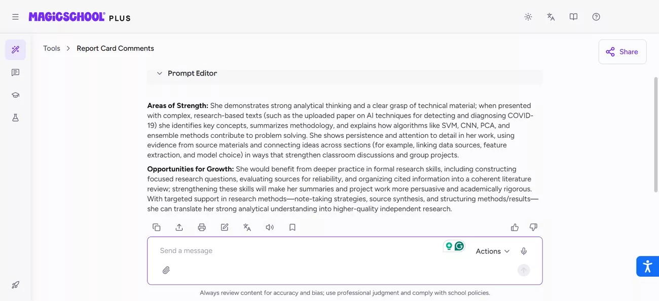 add comments to report cards