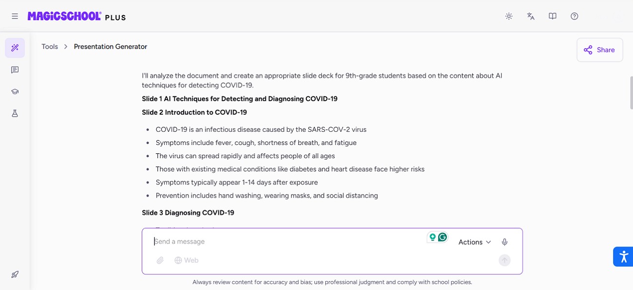 make slides with the presentation generator