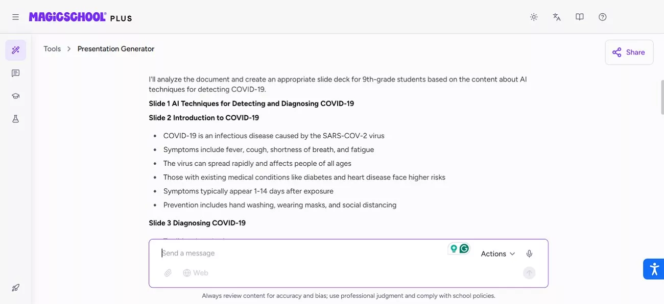make slides with the presentation generator