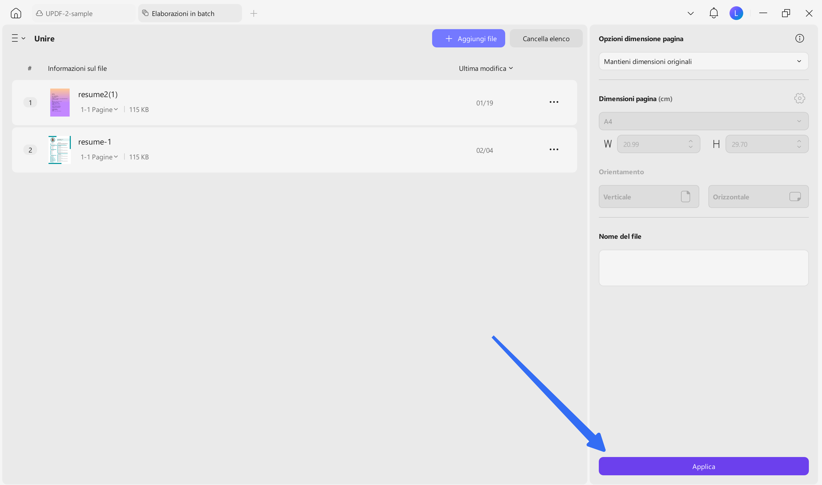 set insertion location and click apply in updf windows