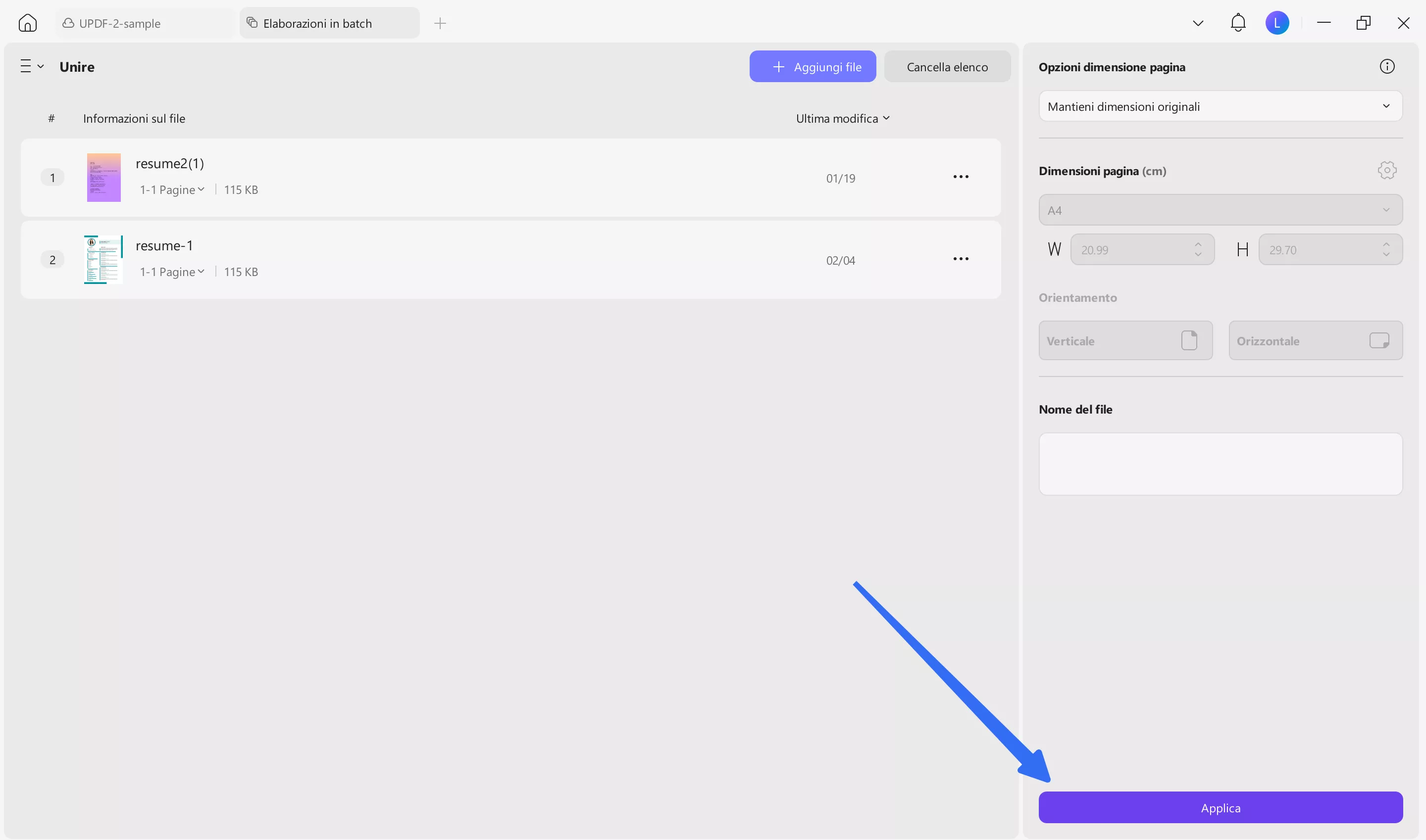 set insertion location and click apply in updf windows