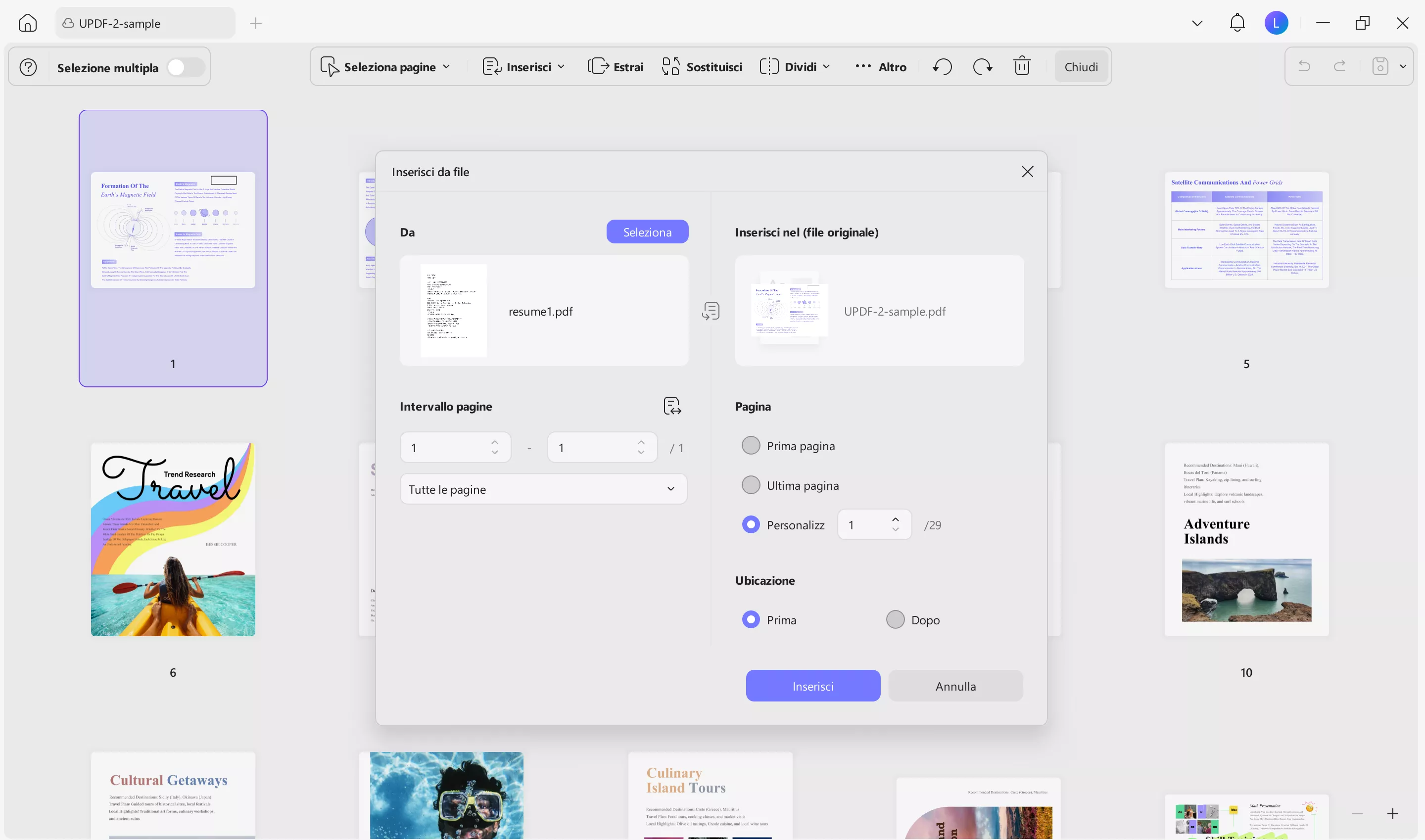 adjust settings and click insert in updf windows