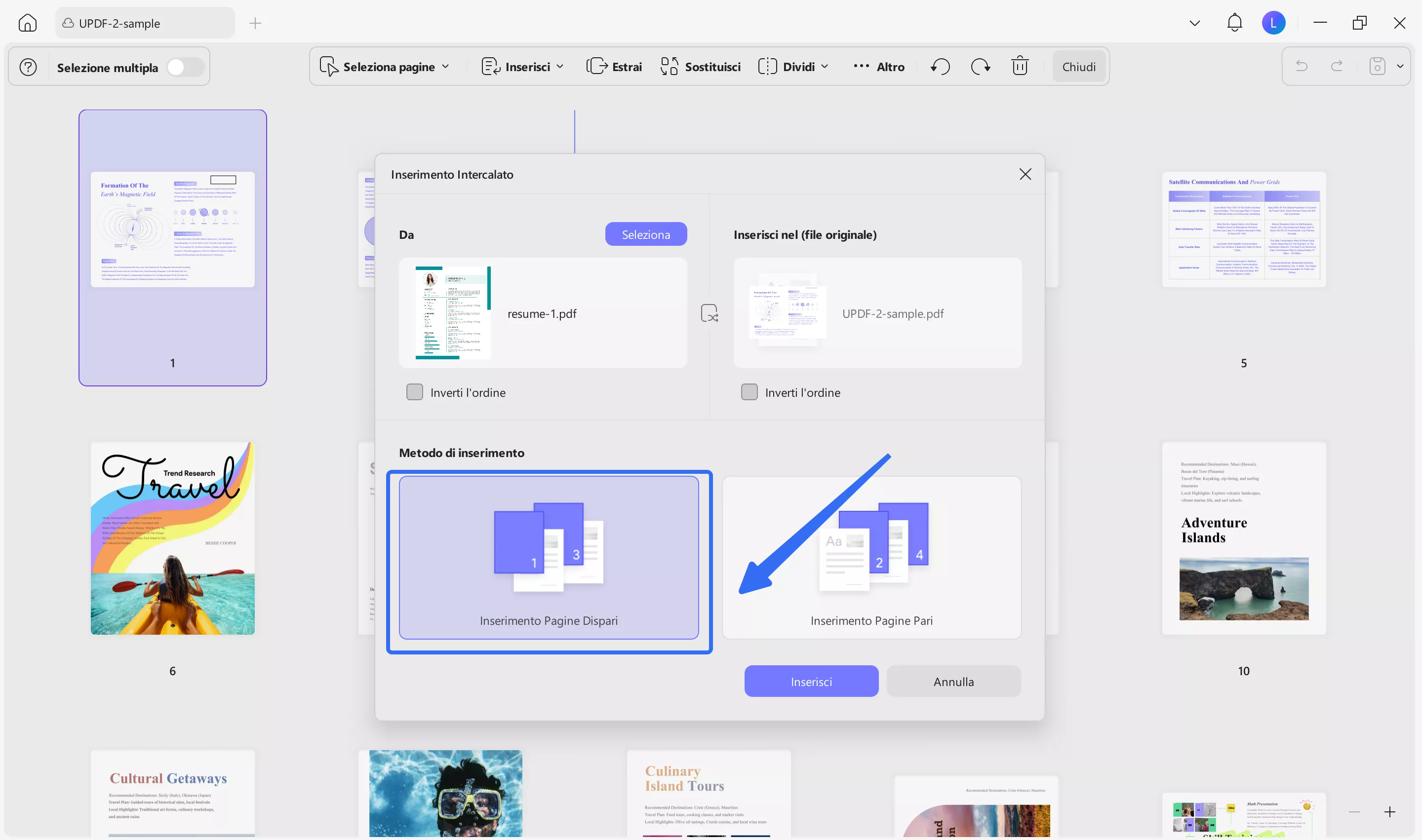 customize the settings and click insert