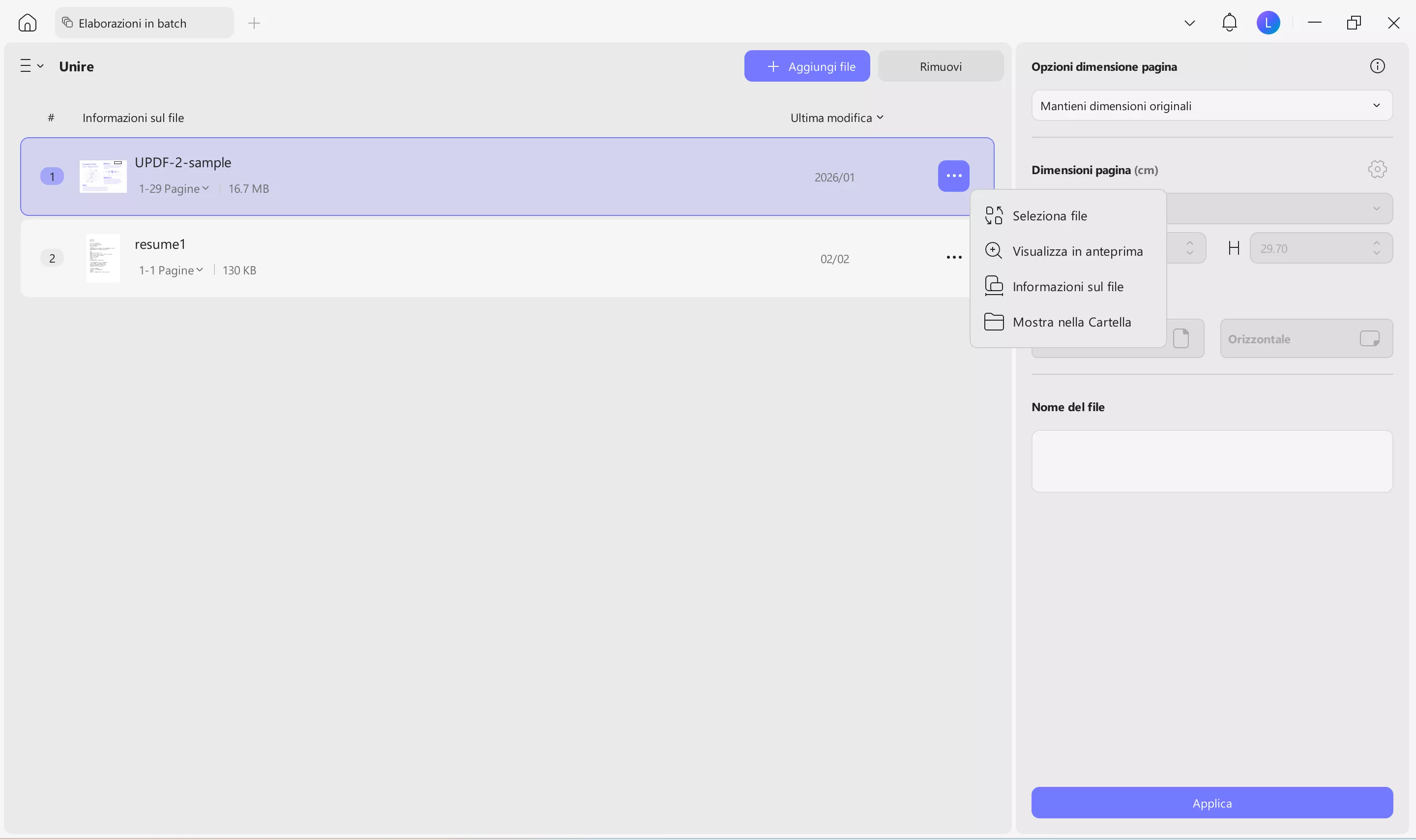 set page ranges and click apply in batch combine in UPDF on Windows