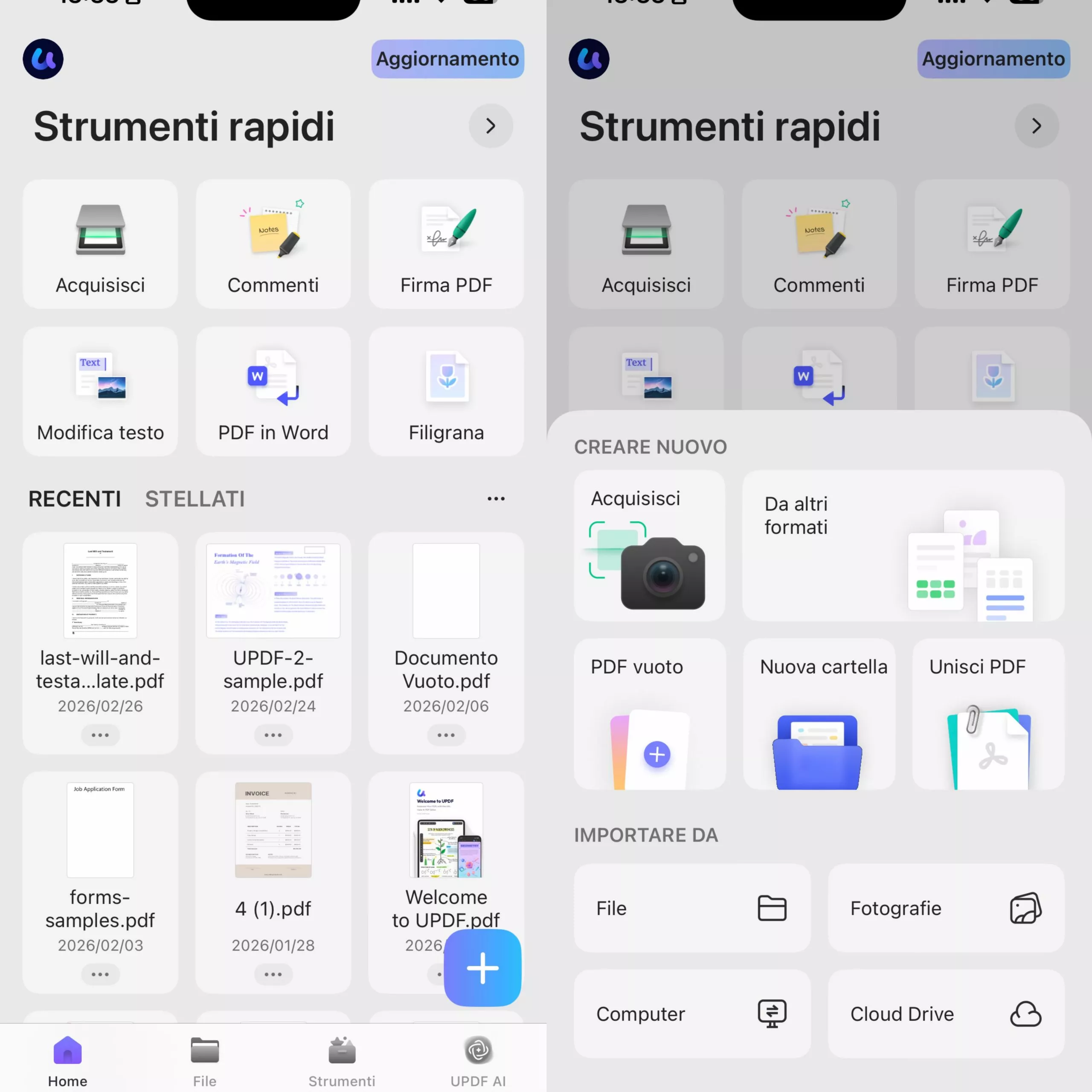 tap files in updf for ios