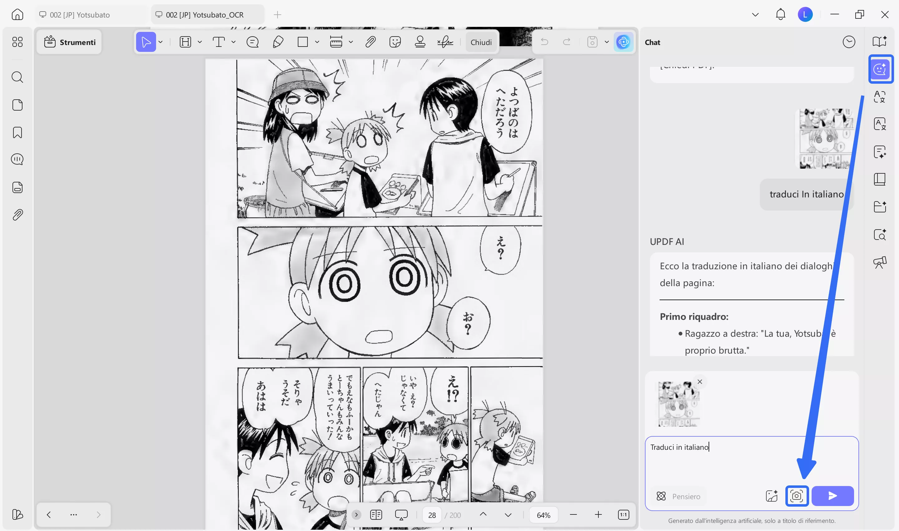 select screenshot tool to translate manga updf windows