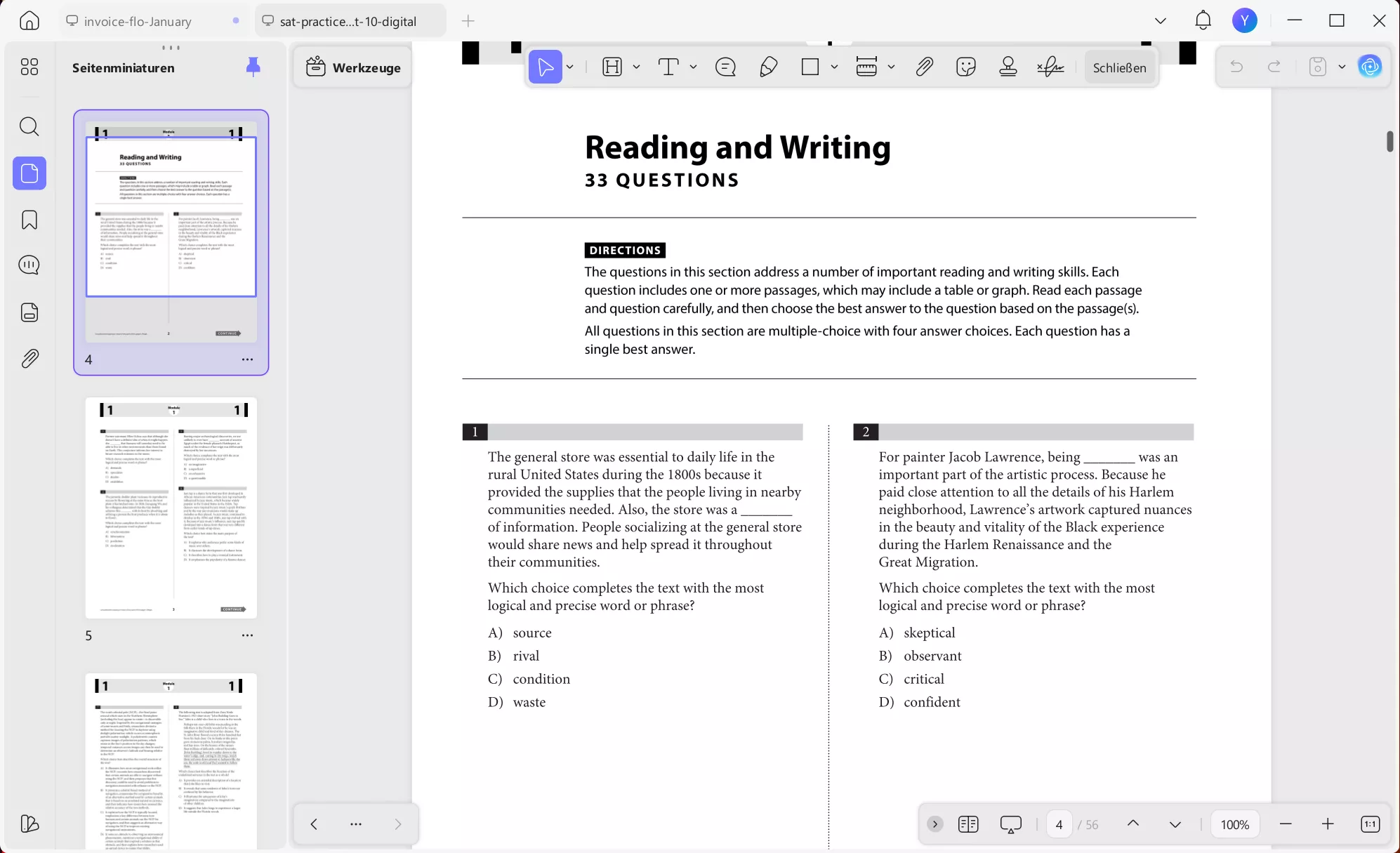 Öffnen Sie Test-PDFs in einem Arbeitsbereich updf