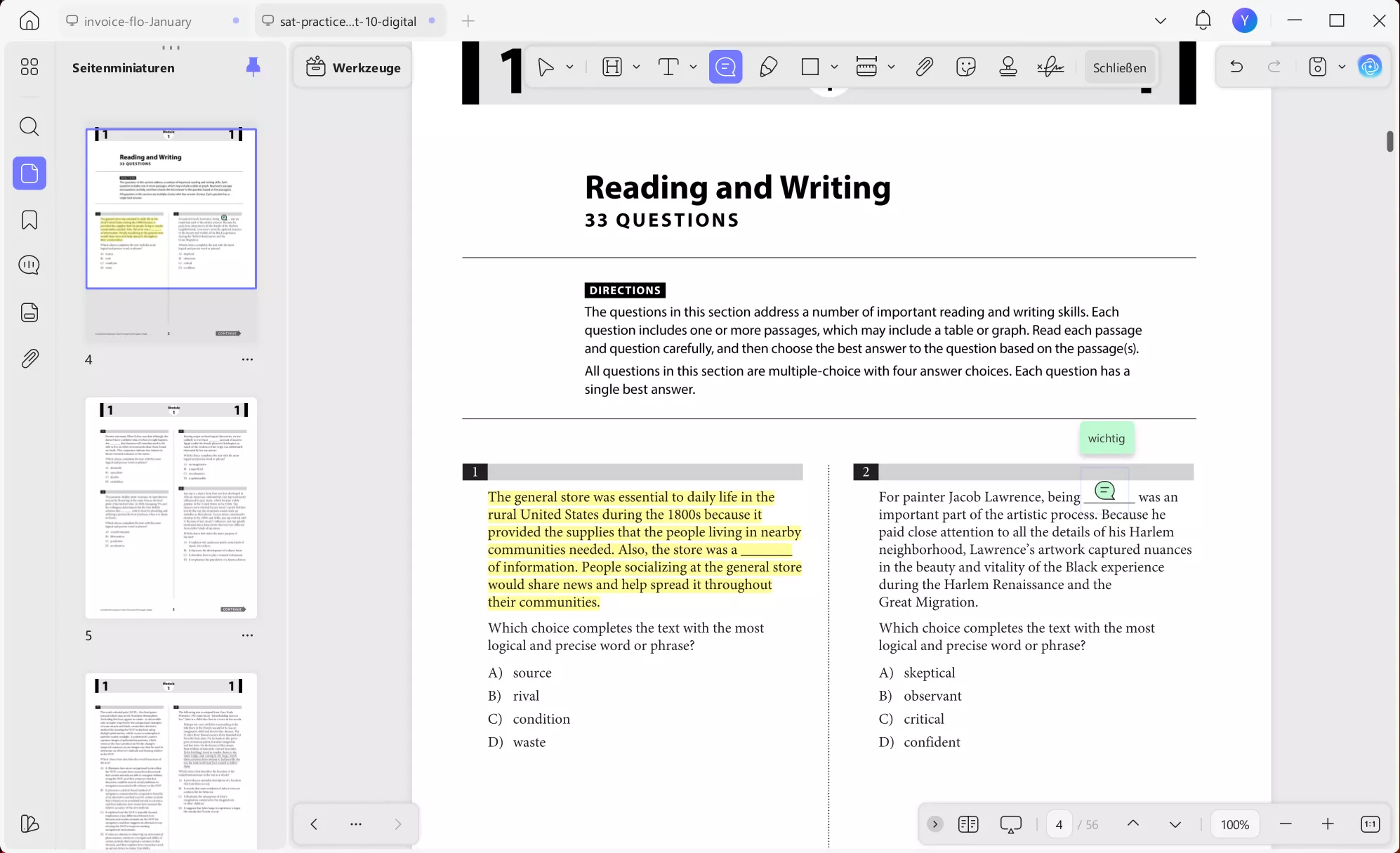 wichtige Fragen hervorheben
