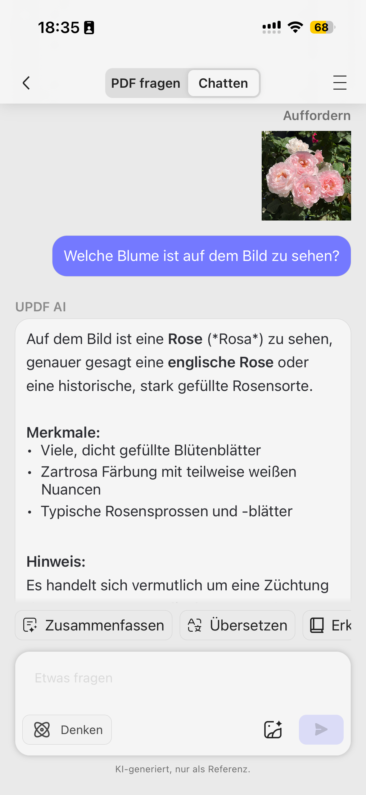chat with image updf ios