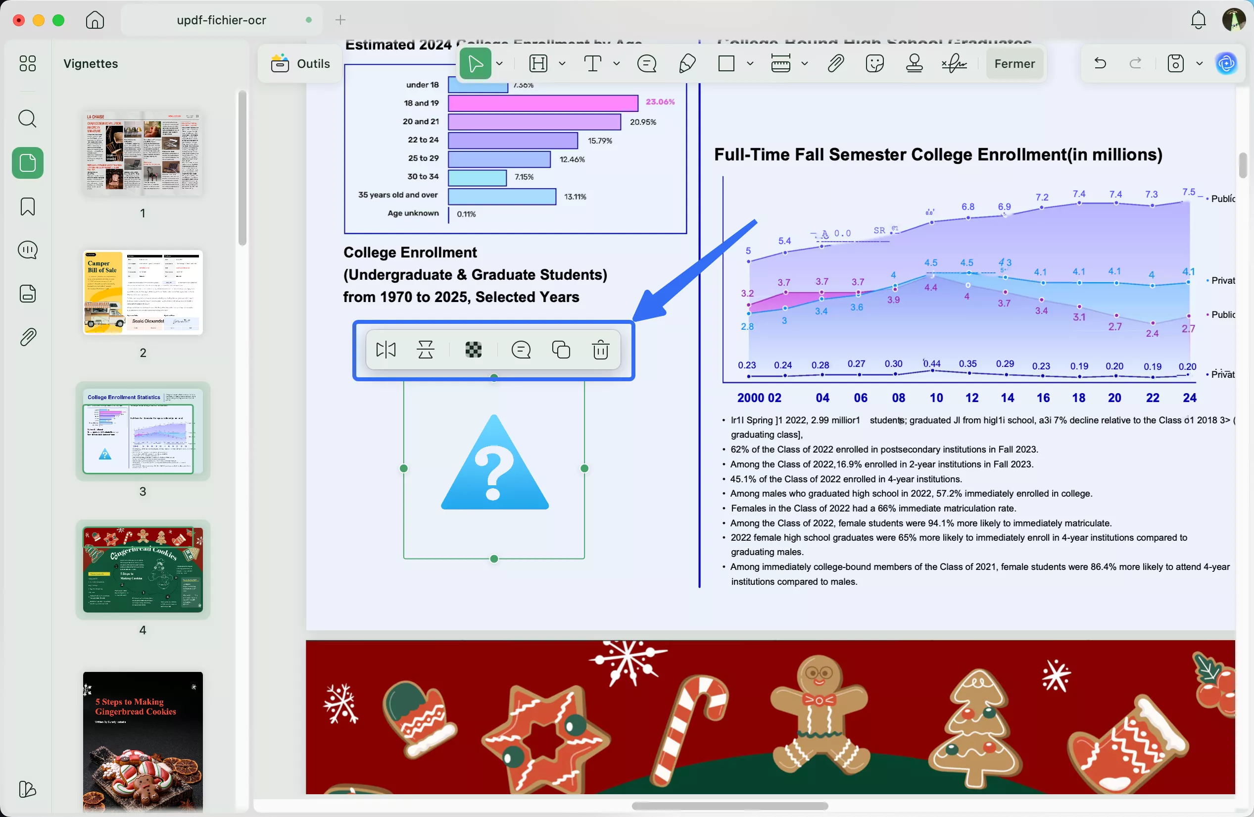 Barre d'outils de personnalisation des autocollants
