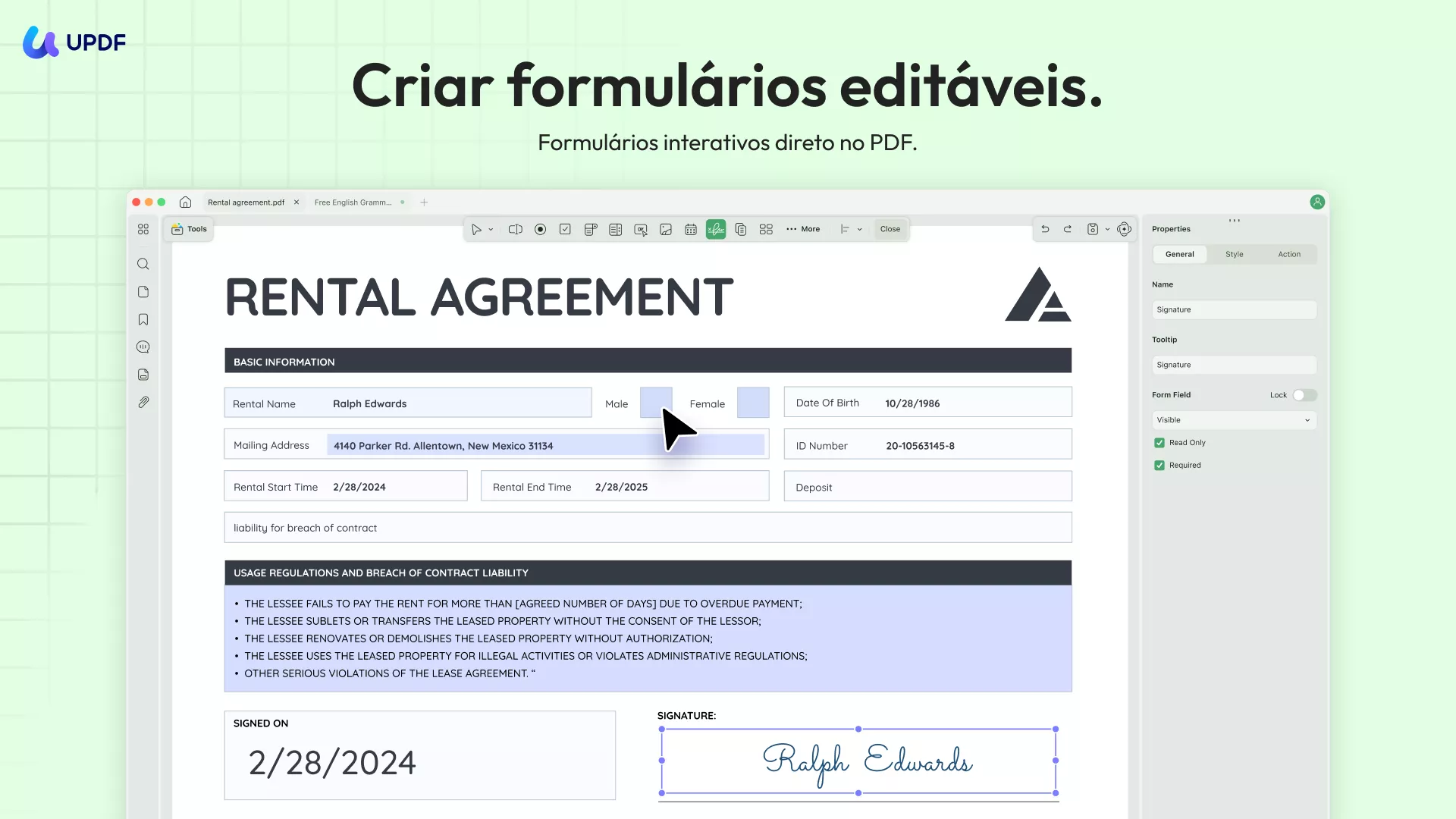 Preencher e assinar com o UPDF