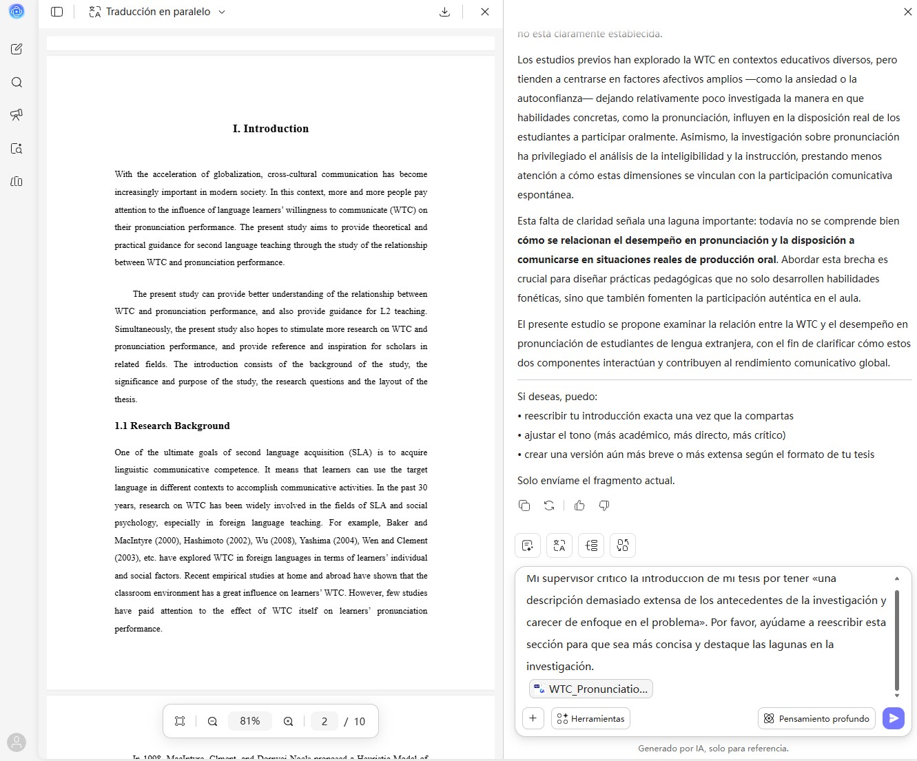 Parafraseador Académico con IA de UPDF